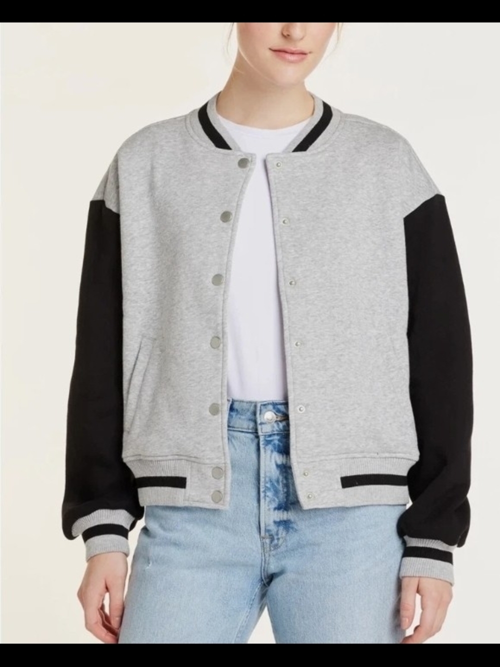 No Boundaries Gray and Black Varsity Bomber Jacket.  Back To School